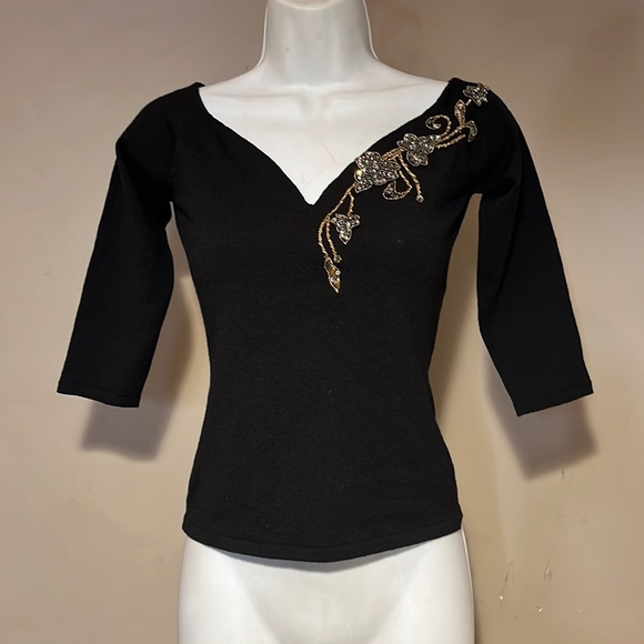 Blumarine Sweaters Blumarine Fitted Embellished Stretch Wool 38xs